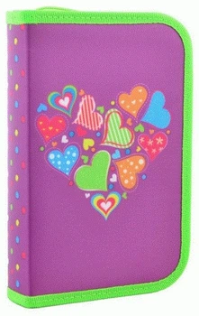 Пенал твердий одинарний Hearts purple 20,5x13x3,2 см SMART