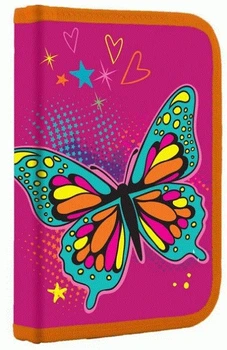 Пенал книжка тведий Butterfly для дівчаток фуксия 21x14x4 см 1 Вересня