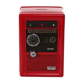 Копилка металлический сейф Metal Safe Radio радио красный