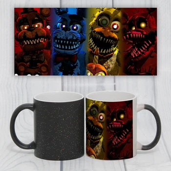 Чашка чорна хамелеон з блискітками з принтом Five Nights at Freddy's FNaF 03