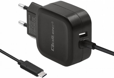 Мережевий зарядний пристрій Qoltec 17 W USB + USB Type-C Black (5901878501901)