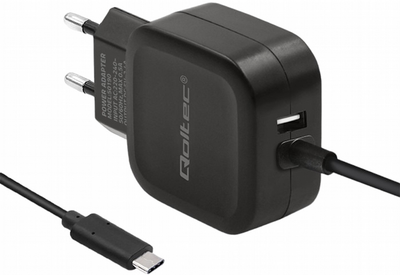 Ładowarka sieciowa Qoltec 17 W USB + USB Type-C Czarny (5901878501901)