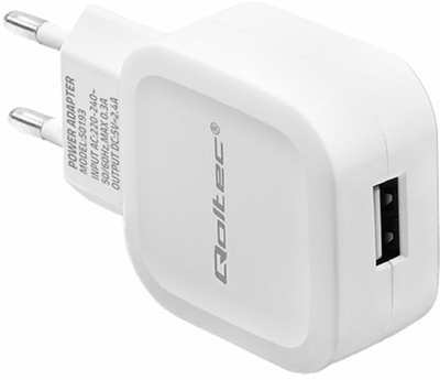 Мережевий зарядний пристрій Qoltec 12 W USB White (5901878501932)