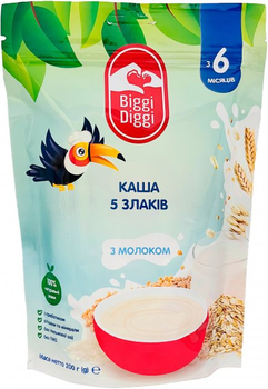 Каша молочна 5 злаків BiggiDiggi для дітей з 6 місяців 200г (8606019651947)