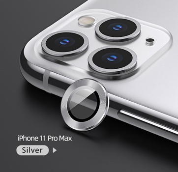 Комплект захисних стекол USAMS Camera Lens Glass для камери 11 Pro Max metal ring срібний (6958444987576)