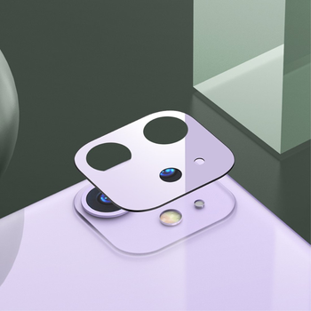 Zestaw szkieł hartowanych USAMS Camera Lens Glass do aparatu iPhone 11 metal ring purpurowy (6958444989761)