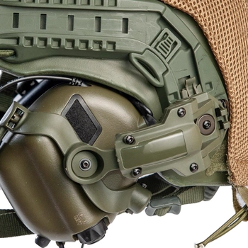 Комплект наушники Earmor M32H с креплением "чебурашка" и каска - шлем тактический Fast в кавере пиксель, защитный, пуленепробиваемый, кевларовый, защита по NATO - NIJ IIIa (ДСТУ кл.1), размер M-L