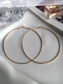 Серьги кольца большие золотистые 10 см