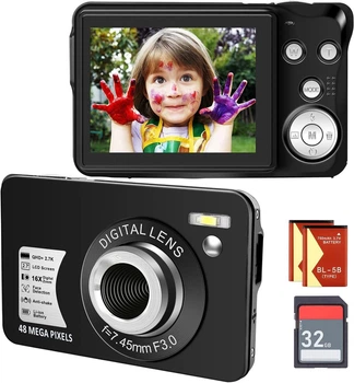 Цифровая камера SINEXE DC9BLACK 48MP, 2,7K 20FPS 2,7-дюймовый ЖК-экран Черный