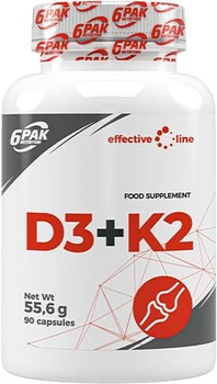 Дієтична добавка 6PAK Nutrition Effective line D3 + K2 90 капсул (5902811815802)