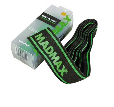Бінті на коліна MadMax MFA-299 Non slide & slip knee wraps 2.0m Black/Green