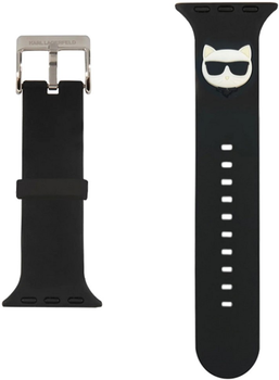 Pasek Karl Lagerfeld Silicone Choupette Heads KLAWLSLCK do Apple Watch Series 1/2/3/4/5/6/7/8/SE/SE2/Ultra 42-45 mm Czarny (3666339031671)
