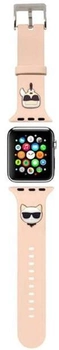 Pasek Karl Lagerfeld Silicone Karl & Choupette Heads KLAWLSLCKP do Apple Watch Series 1/2/3/4/5/6/7/8/SE/SE2/Ultra 42-45 mm Różowy (3666339031572)
