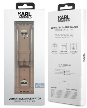 Pasek Karl Lagerfeld Silicone Karl & Choupette Heads KLAWLSLCKP do Apple Watch Series 1/2/3/4/5/6/7/8/SE/SE2/Ultra 42-45 mm Różowy (3666339031572)
