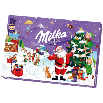 Шоколад Milka Адвент Календар (Санта) з 24 фігурками різних персонажів 200 г