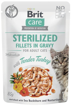Mokra karma Brit Care Cat Sterilized Tender Turkey Pouch w sosie delikatny indyk dla sterylizowanych kotów 85 g (8595602565306)