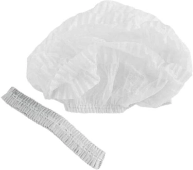 Одноразова шапочка-берет Медоспан біла 2 гумки 100 шт (106500167)