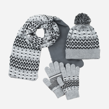 Комплект шапка, шарф + рукавички Art Of Polo cz21452 One Size Чорний/Сірий (5902021183951)
