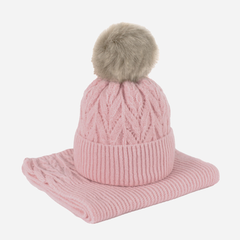 Комплект жіночий шапка + шарф Art Of Polo Cz21800-10 One Size Сірий/Рожевий (5902021104673)