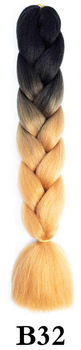 Канекалон Jumbo Braid омбре чорний золотий солом'яний коса довжина 60 см Вага 100 грам Термостійкий В32
