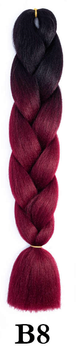 Канекалон Jumbo Braid омбре черный бардо красное дерево коса длина 60 см Вес 100 грам Термостойкий В8
