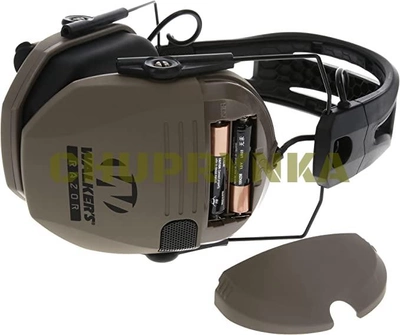 Активні тактичні навушники Walker's Razor Tacti-Grip FDE з силіконовим оголів'ям, Walkers Піщаний (GWP-RSEMRH-FDE)
