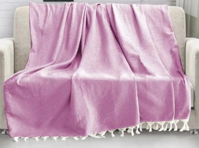 Хлопковый плед Diva. Waves pink-168х230