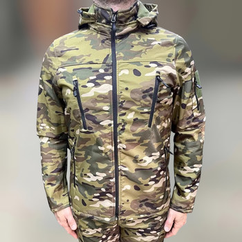 Куртка тактическая на флисе, Мультикам, размер S, подкладка - флис, демисезонная флисовая куртка для военных