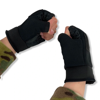 Перчатки тактические с открытыми пальцами чёрный размер L