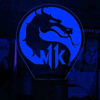 Акриловый светильник-ночник Mortal Kombat Смертельная битва синий tty-n002249