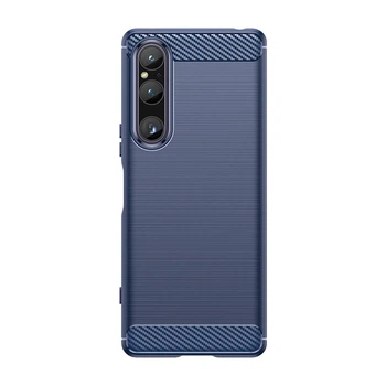 Чохол Lenuo Carbon Fiber для Sony Xperia 1 V Navy Blue
