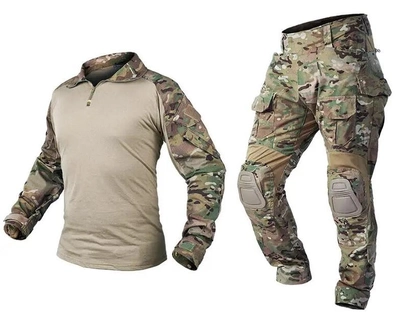 Тактический комплект зимней военной одежды Brutal's Multicam, убакс с длинным рукавом и налокотниками, брюки с наколенниками+ куртка G8 Мультикам р.2XL