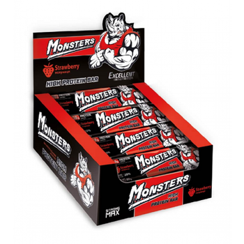 Strong Max - 80g x 20шт Strawberry протеїнові батончики Strong Max зі смаком полуниці для відновлення, білка та активного дня
