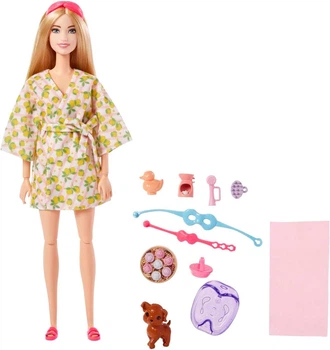 Игровой набор кукла Барби Спа салон Уход за собой с любимцем Barbie Self-Care Doll Spa Day HKT90