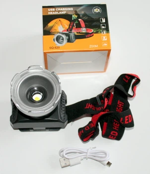 Аккумуляторный фонарик налобный SQ-820 zoom usb фонарик