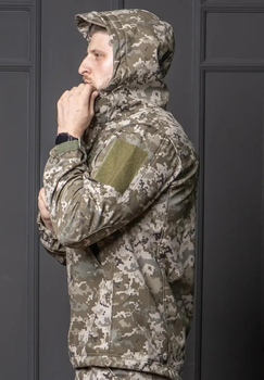 Чоловіча куртка Soft Shell піксель на Флісі вітрозахисна Демісезонна з липучками під шеврон XL