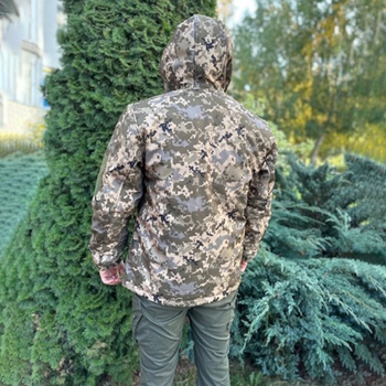 Мужская куртка с капюшоном и подстёжкой Soft Shell / Водоотталкивающая Верхняя одежда пиксель размер M