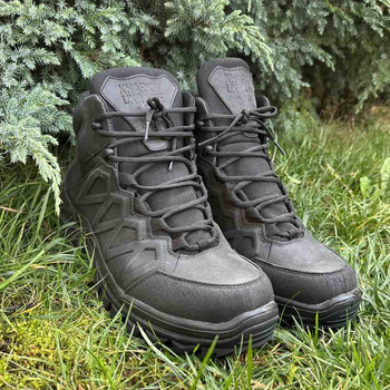 Високі Шкіряні Кросівки чорні / Демісезонне Взуття із захистом від вологи розмір 46