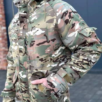 Зимняя мужская Куртка Softshell с Капюшоном и функциональными Карманами мультикам размер 3XL