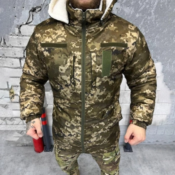 Чоловічий бушлат на хутрі Lord / Зимова куртка з синтепоновим наповнювачем піксель розмір 3XL