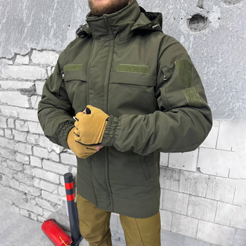 Мужская Зимняя Куртка ISLAND гретта с атласной подкладкой / Верхняя одежда с силиконовым утепление олива