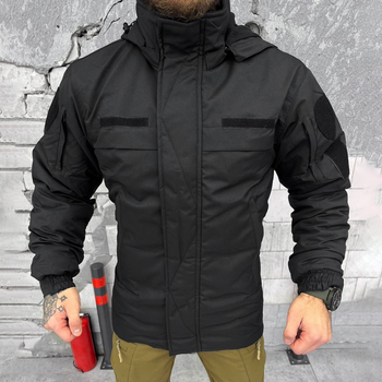 Мужская зимняя куртка на силиконе с атласной подкладкой / Верхняя одежда из материала гретта черная размер S
