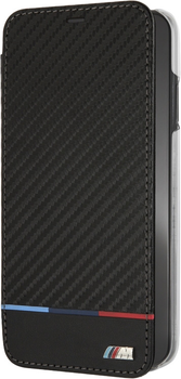 Etui z klapką BMW Carbon Tricolor Stripe do Apple iPhone XS Max Black (3700740435120)