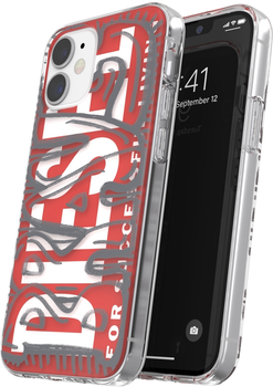 Etui Diesel Snap Case Clear AOP do Apple iPhone 12/12 Pro Red-grey (8718846085779)