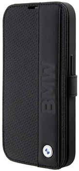 Etui z klapką BMW Leather Textured Stripe do Apple iPhone 14 Pro Max Black (3666339097189)