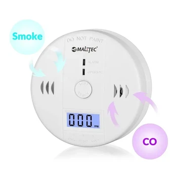 Датчик угарного газа Maltec SafeSensor1000 (110643) 10 х 10 х 3,7 на батарейках АА 3 шт РК-дисплей Белый