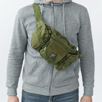 Тактическая сумка -бананка 5L поясная green/ Система MOLLE/ плечевая/ армейская