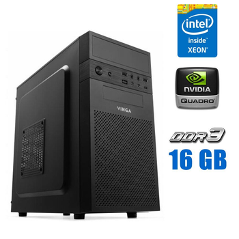 Игровой ПК Vinga CS112B Tower NEW / Intel Xeon E3-1231 v3 (4 (8) ядра по 3.4 - 3.8 GHz) (аналог i7-4770) / 16 GB DDR3 / 256 GB SSD / nVidia Quadro K4000, 3 GB GDDR5, 192-bit б/у