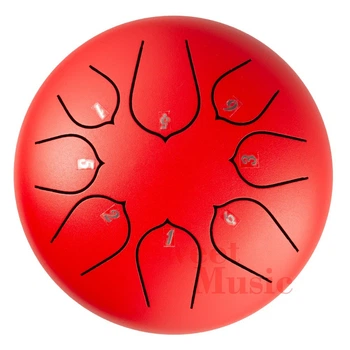 Глюкофон 6" (15см) 8 нот Hluru Huashu THD8-6 Red Carbon Steel Tongue Drum