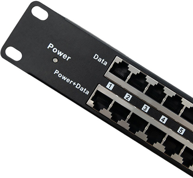Патч-панель Qoltec Rack 48V 24 порти Passive PoE Injector black (54477)